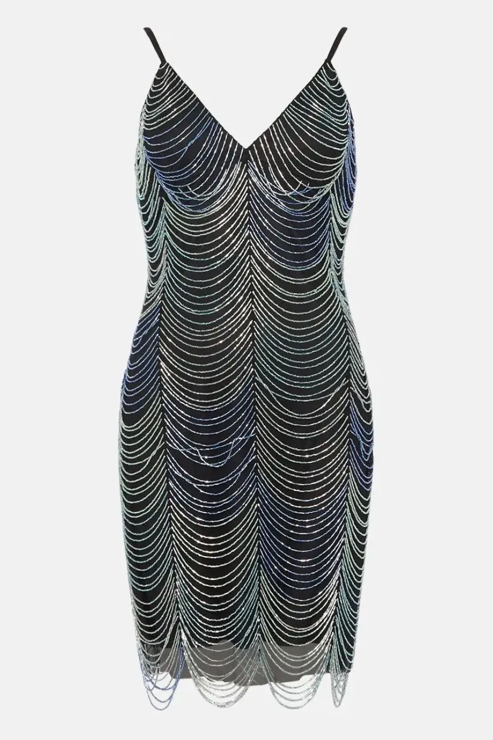 Beaded Tassel Ombre Mini Dress