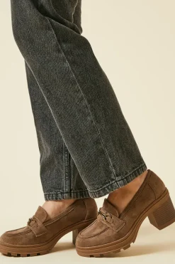 Becky Faux Suede Snaffle Detail Heeled Chunky Loafer