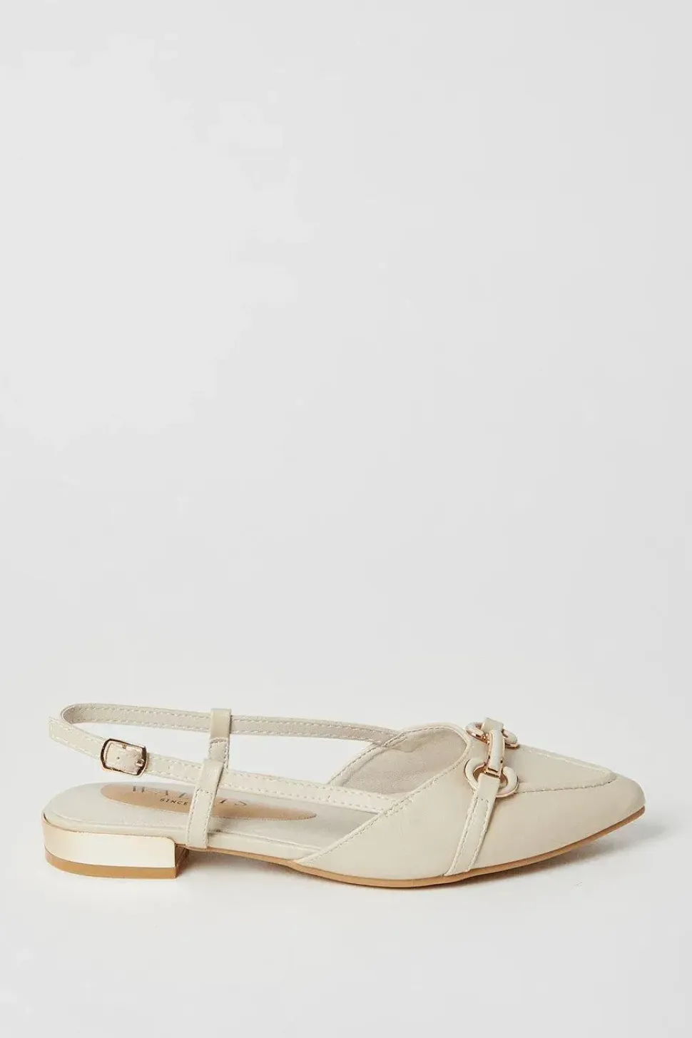 Belinda Pointed Snaffle Detail Slingback Flat Shoes