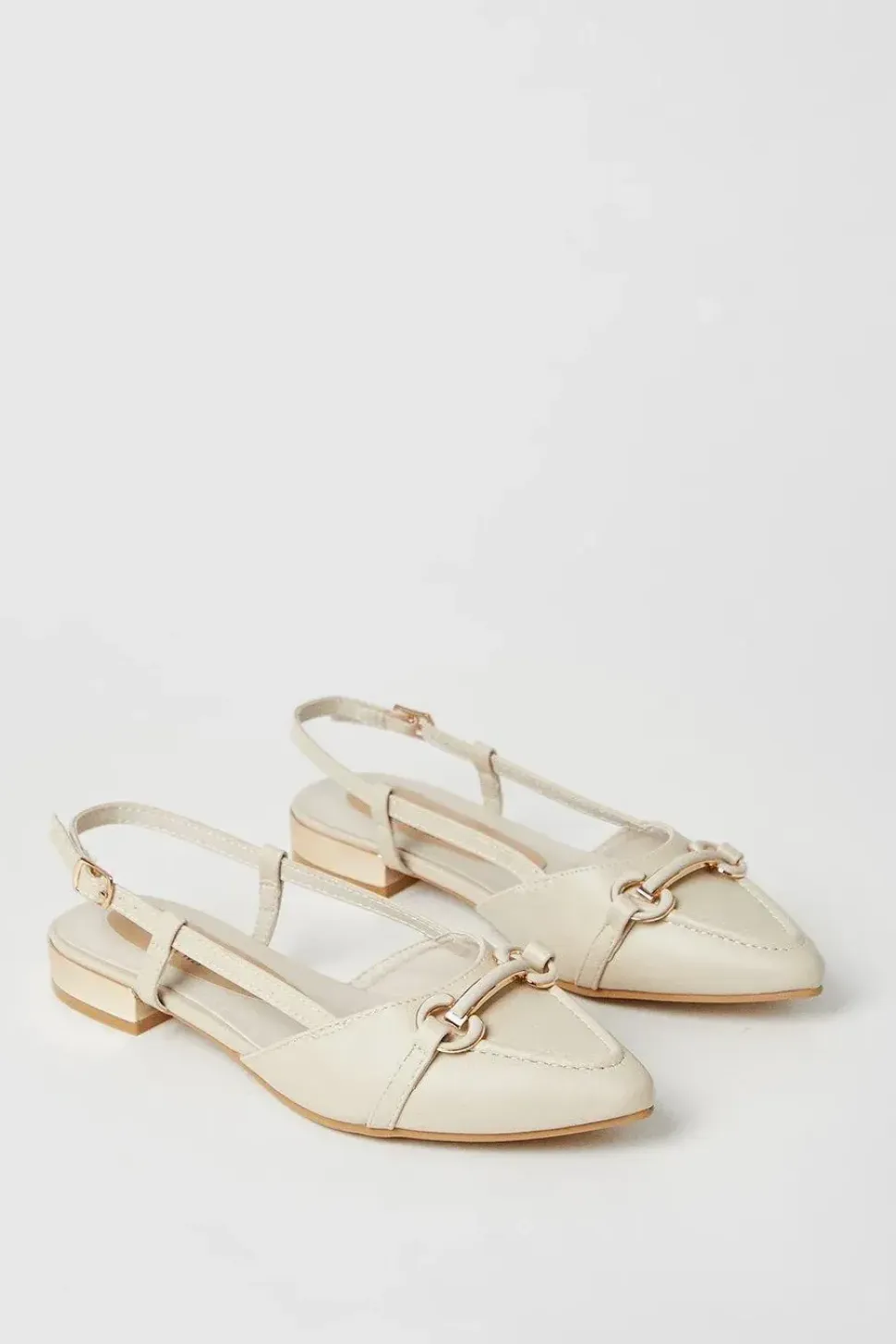 Belinda Pointed Snaffle Detail Slingback Flat Shoes