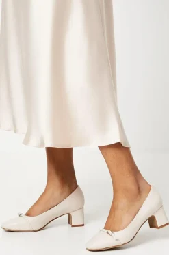 Bella Square Toe Low Block Heel Court Shoes