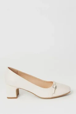 Bella Square Toe Low Block Heel Court Shoes