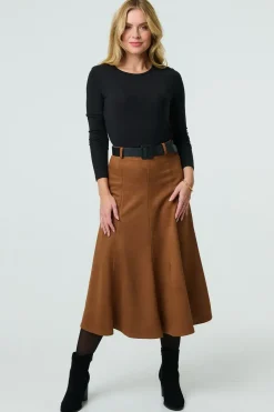 Belt Detail A-Line Maxi Skirt