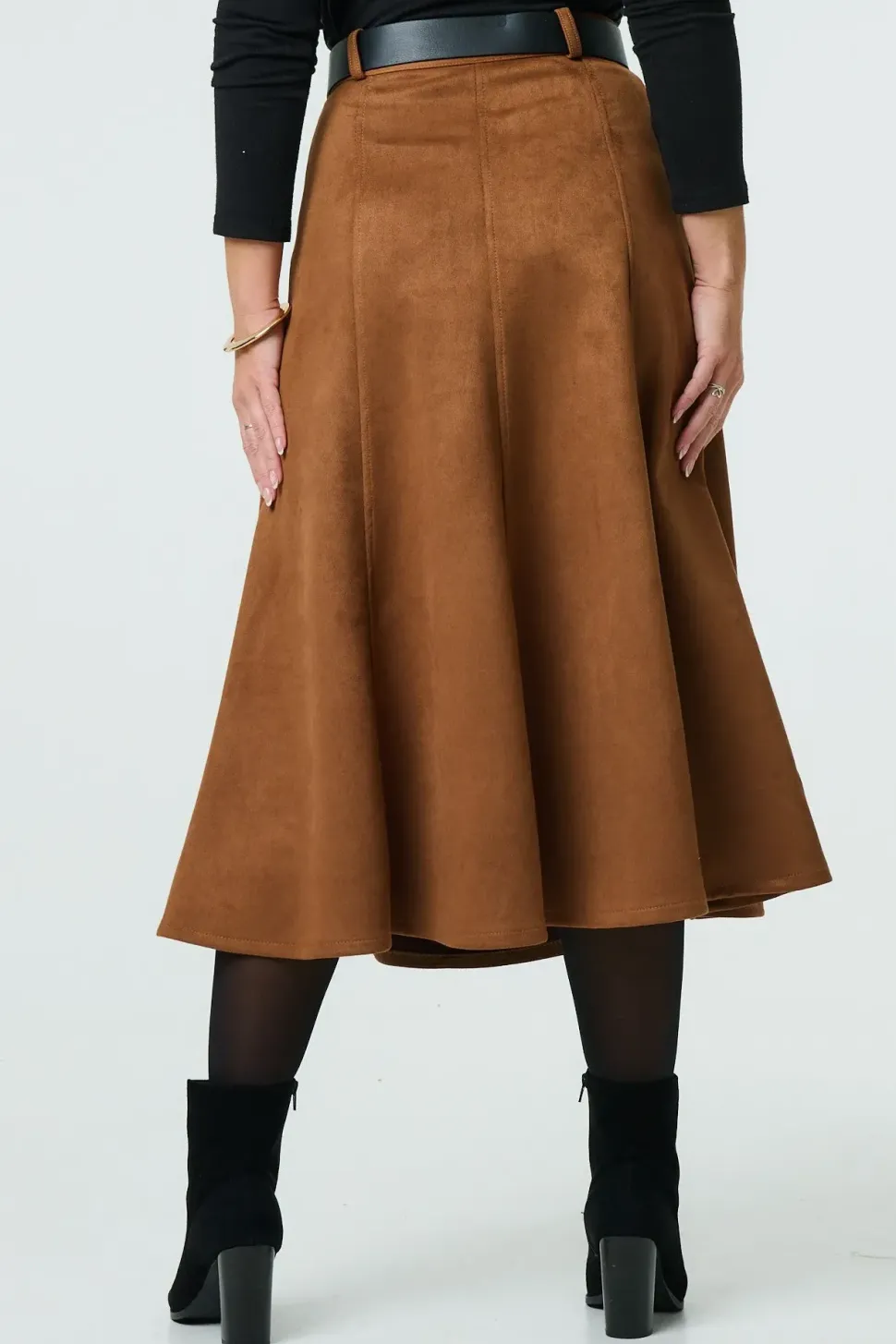 Belt Detail A-Line Maxi Skirt