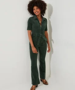 Belted Bootcut Cord Jumpsuit