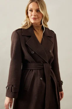 Belted Button Detail Coat