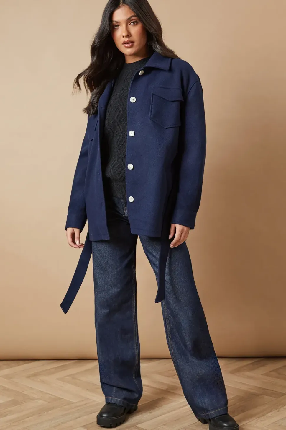 Belted Button Through Jacket