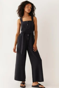 Belted Button Through Utility Jumpsuit