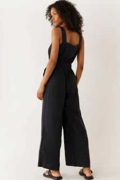 Belted Button Through Utility Jumpsuit