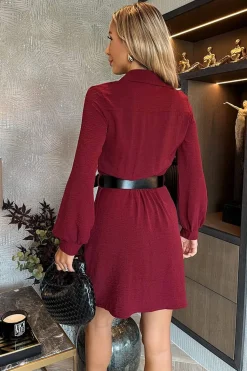 Belted Button-Up Mini Shirt Dress
