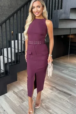 Belted Cargo Midi Dress
