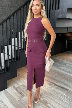 Belted Cargo Midi Dress