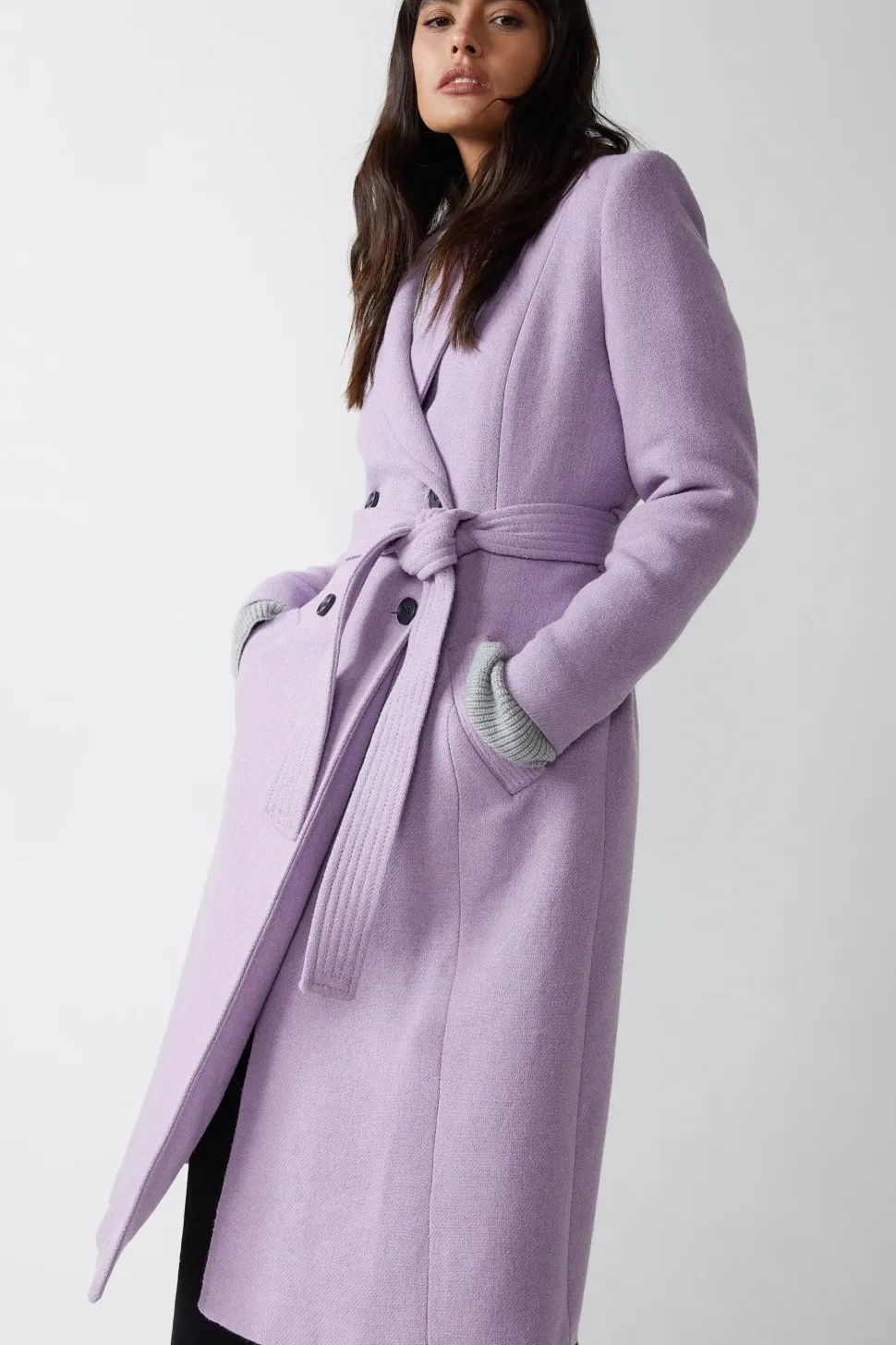 Belted Double Breasted italian wool Jacket