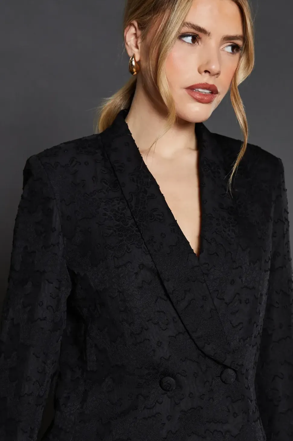 Belted Jacquard Blazer