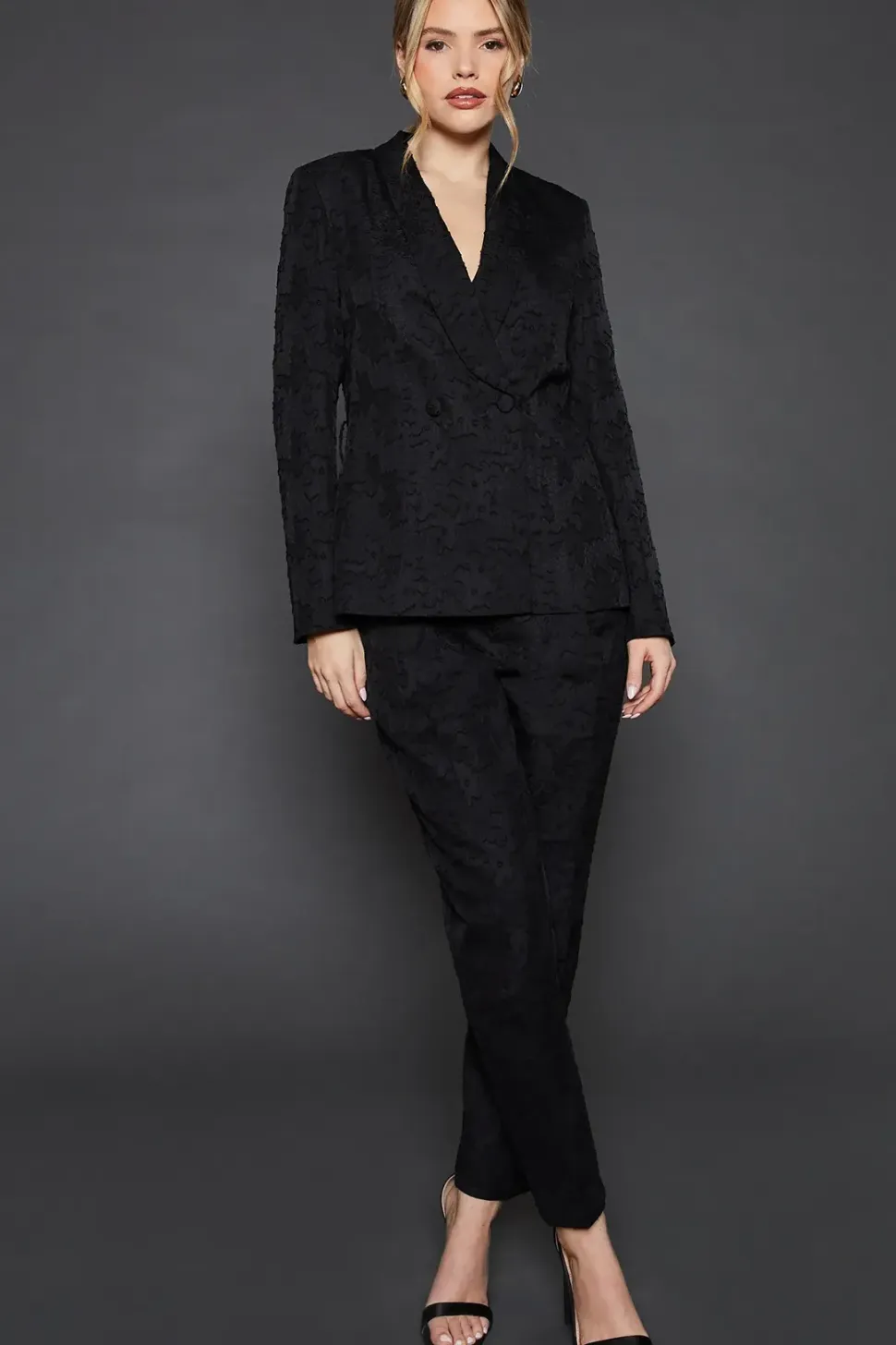 Belted Jacquard Blazer