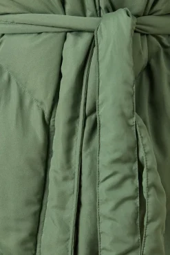 Belted Midi Padded Funnel Neck Coat