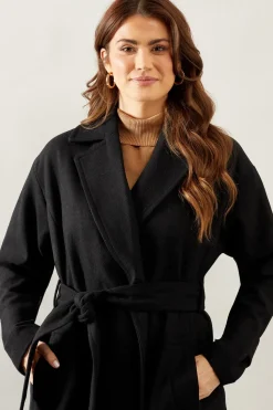 Belted Midi Wool Mix Midi Coat