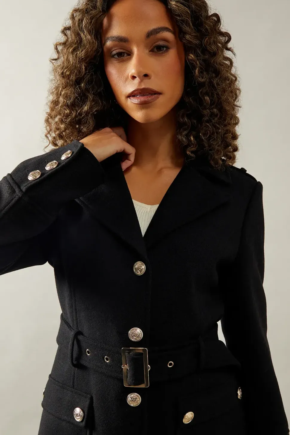 Belted Military Coat