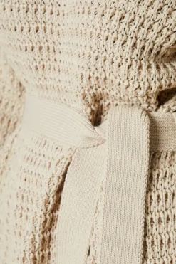 Belted Pointelle Jumper Dress
