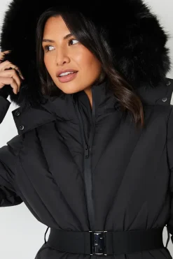 Belted Puffer Ski Jacket