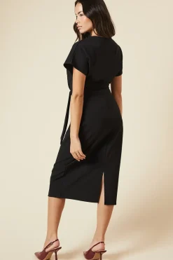 Belted Scuba Midi Dress