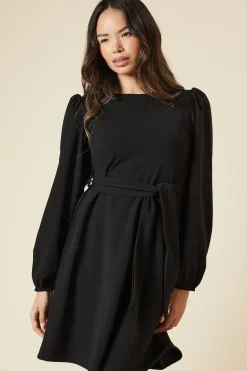 Belted Scuba Shift Mini Dress