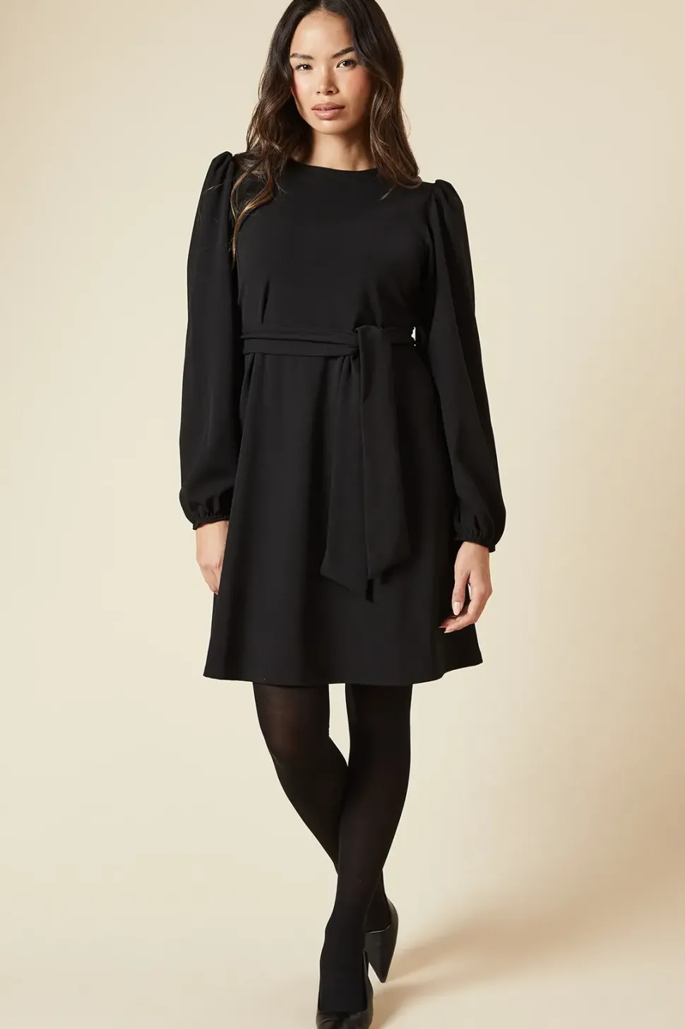 Belted Scuba Shift Mini Dress