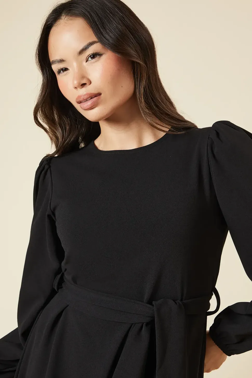 Belted Scuba Shift Mini Dress