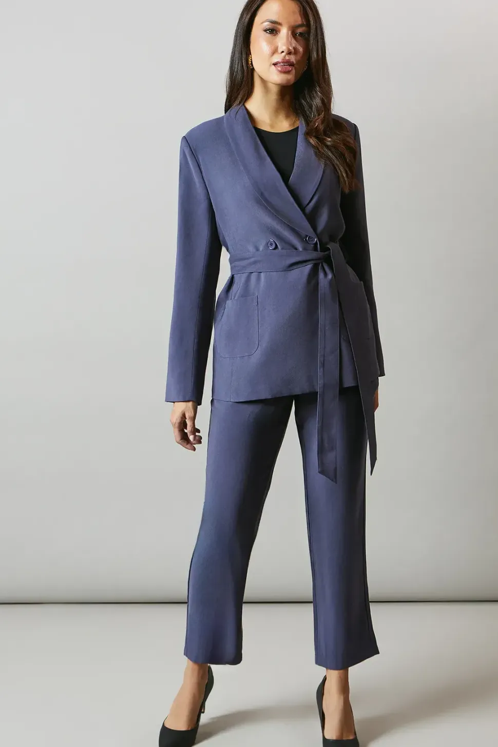 Belted Shawl Collar Blazer