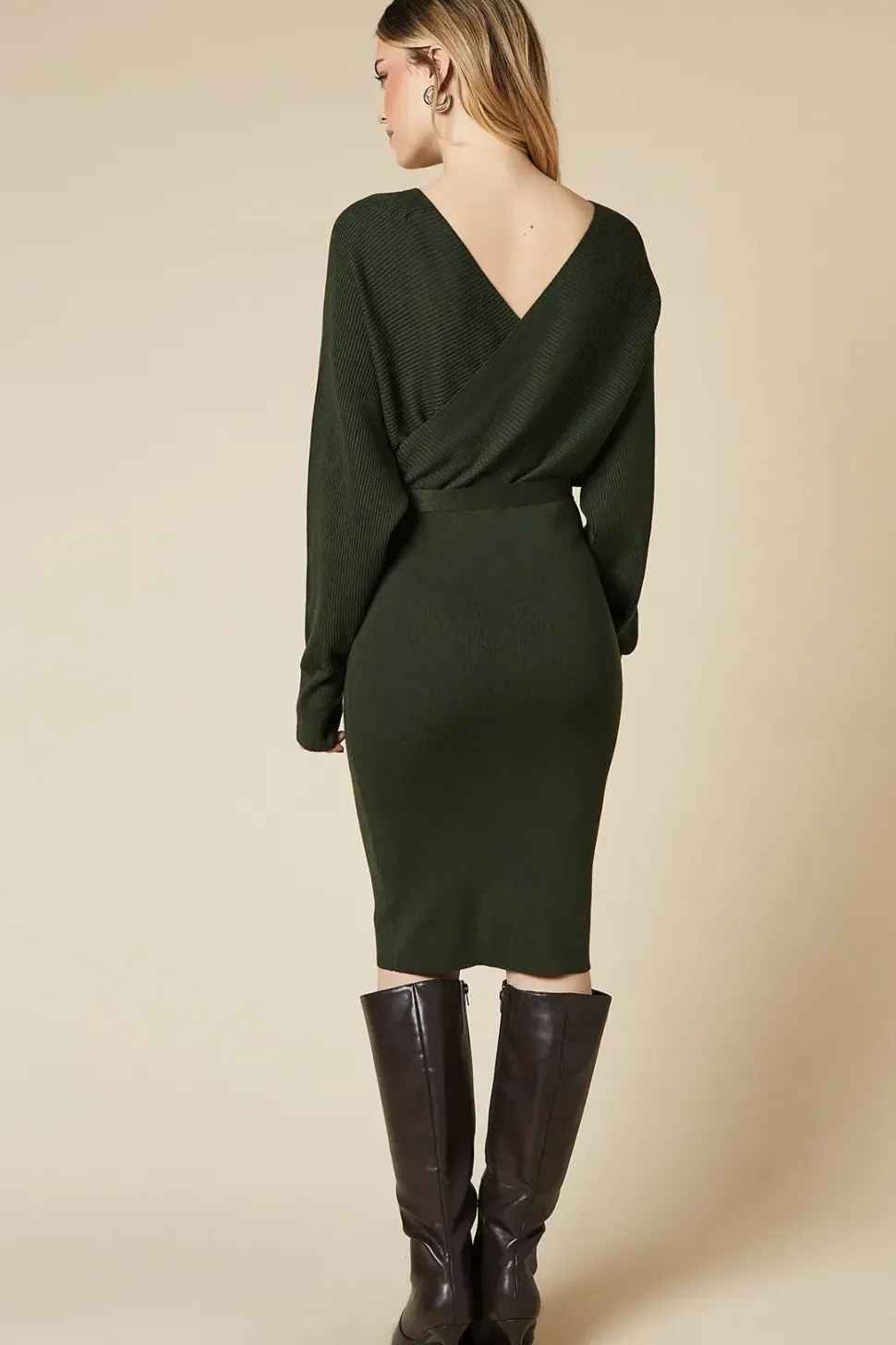 Belted Wrap Jumper Dress