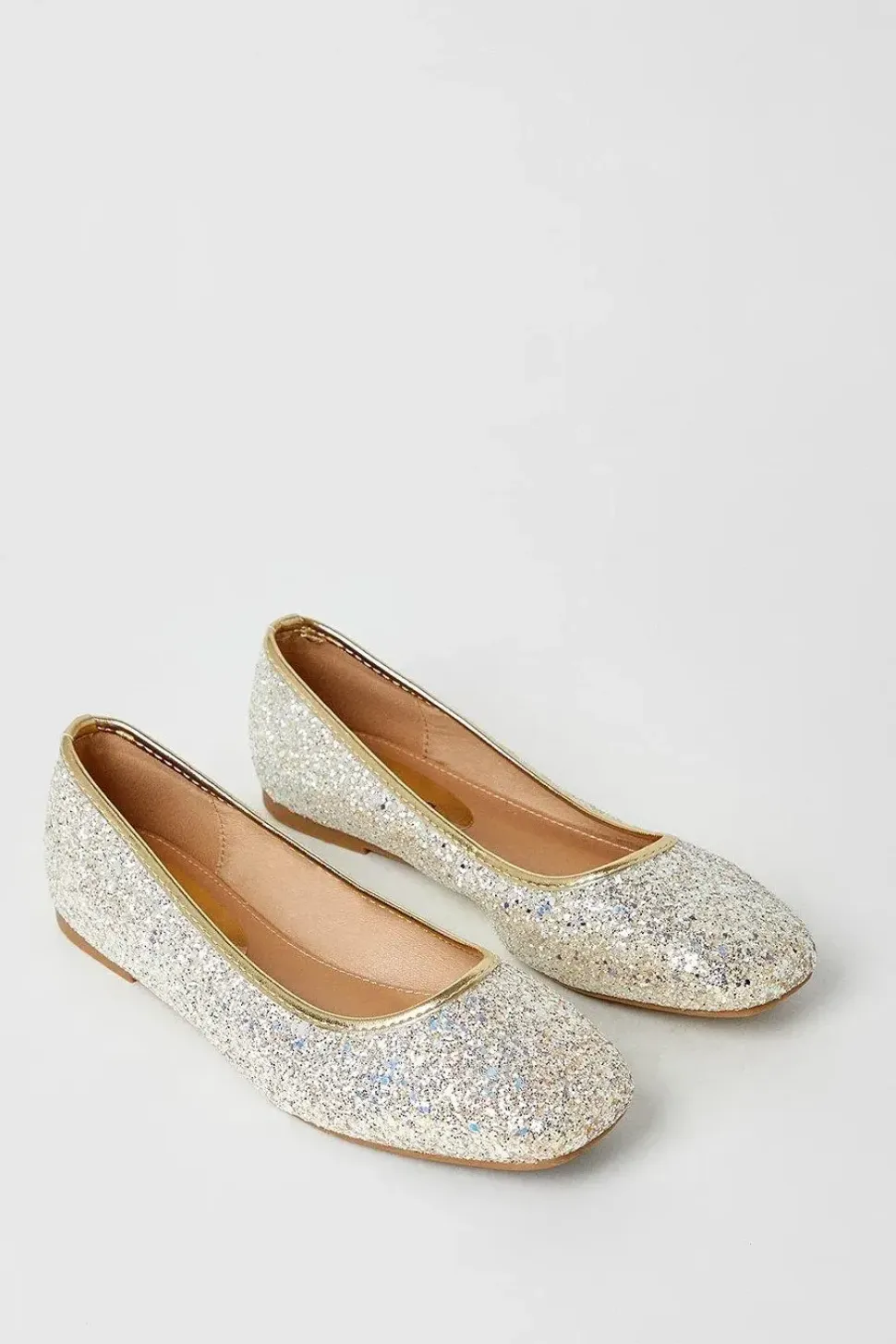 Benedict Glitter Soft Square Tope Ballet Pumps