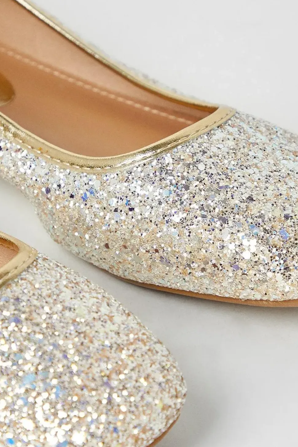 Benedict Glitter Soft Square Tope Ballet Pumps