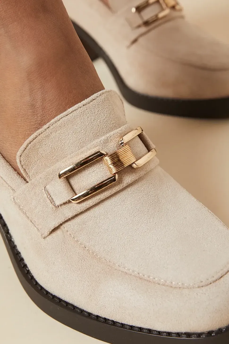 Benita snaffle Detail Block Heeled Loafer