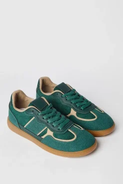 Benji Faux Suede Contrast Detail Lace Up Trainer