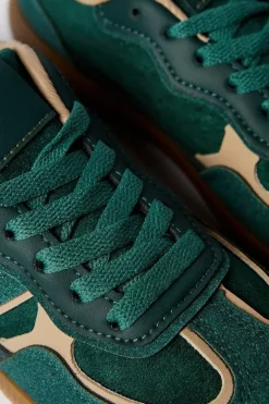 Benji Faux Suede Contrast Detail Lace Up Trainer