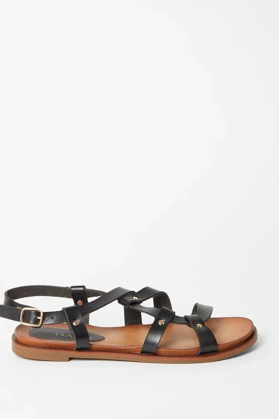 Benji Raw Edge Stud Asymmetric Flat Sandals