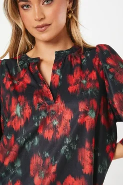 Berry Floral Overhead Blouse