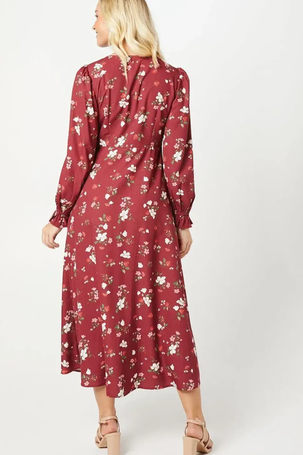 Berry Floral Scoop Neck Shirt Dress