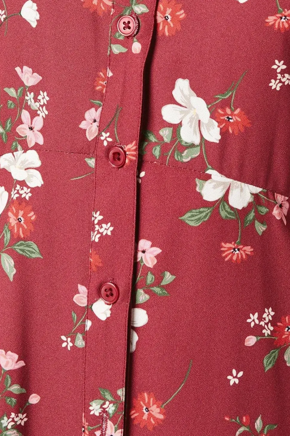 Berry Floral Scoop Neck Shirt Dress