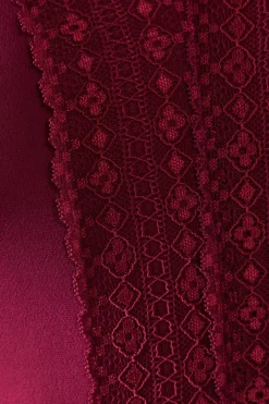 Berry Jersey Lace Trim Midi Dress