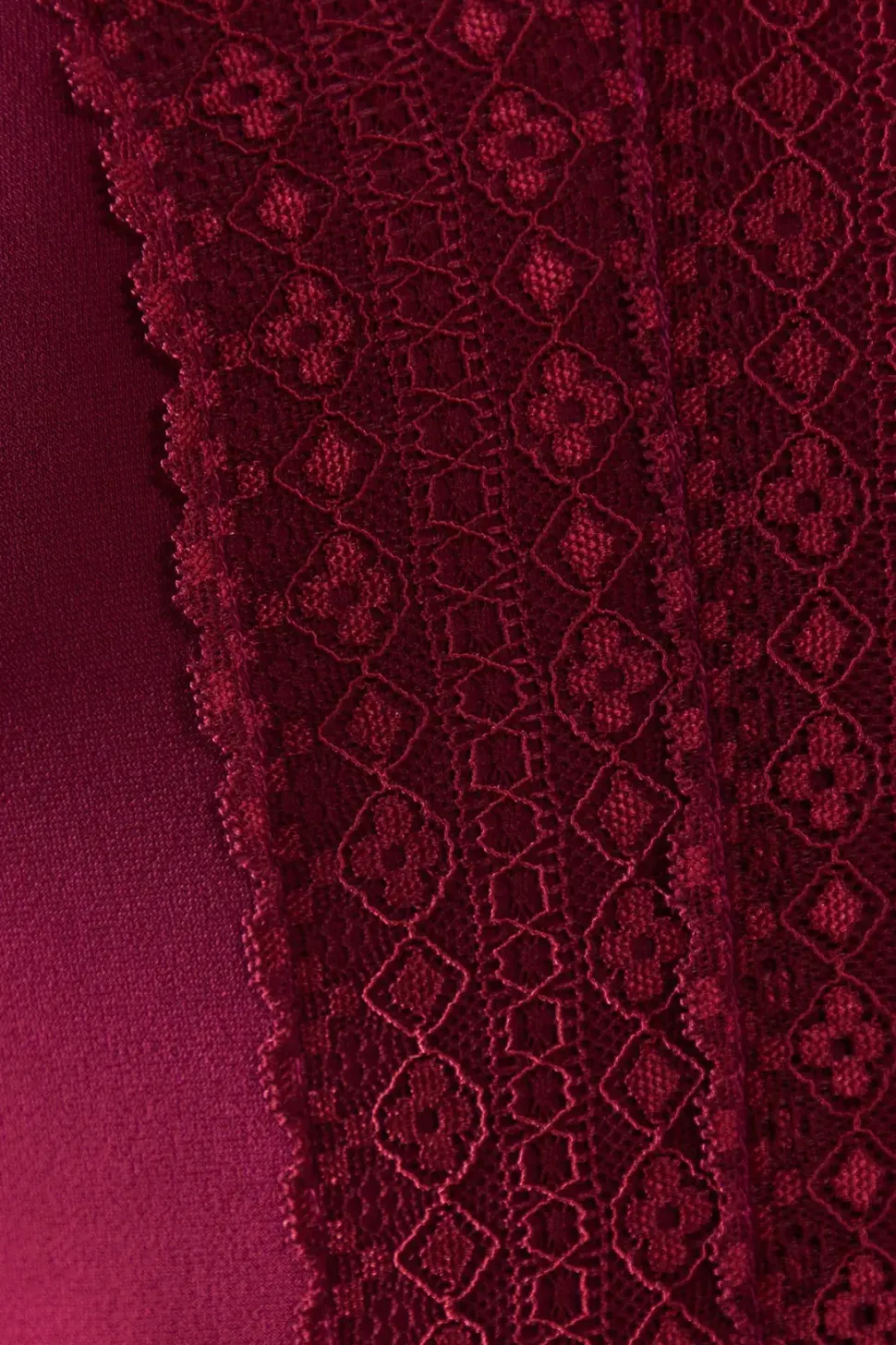Berry Jersey Lace Trim Midi Dress