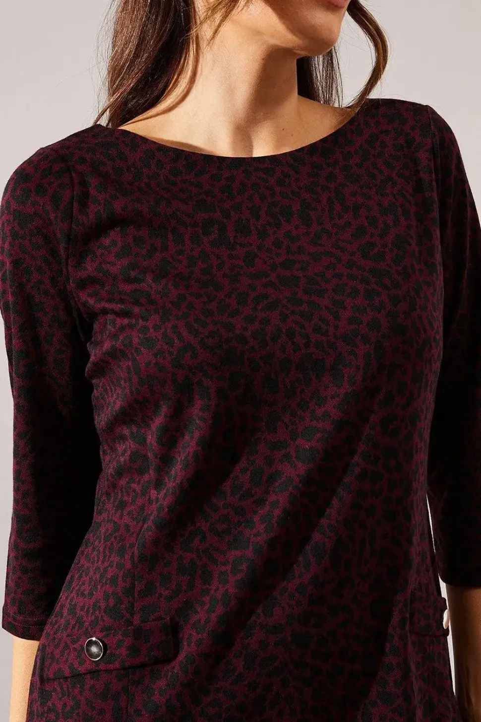 Berry Leopard Jacquard Ponte Shift Dress