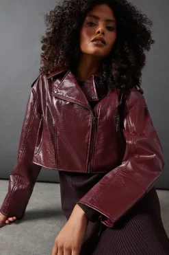 Berry Oversized Biker Jacket