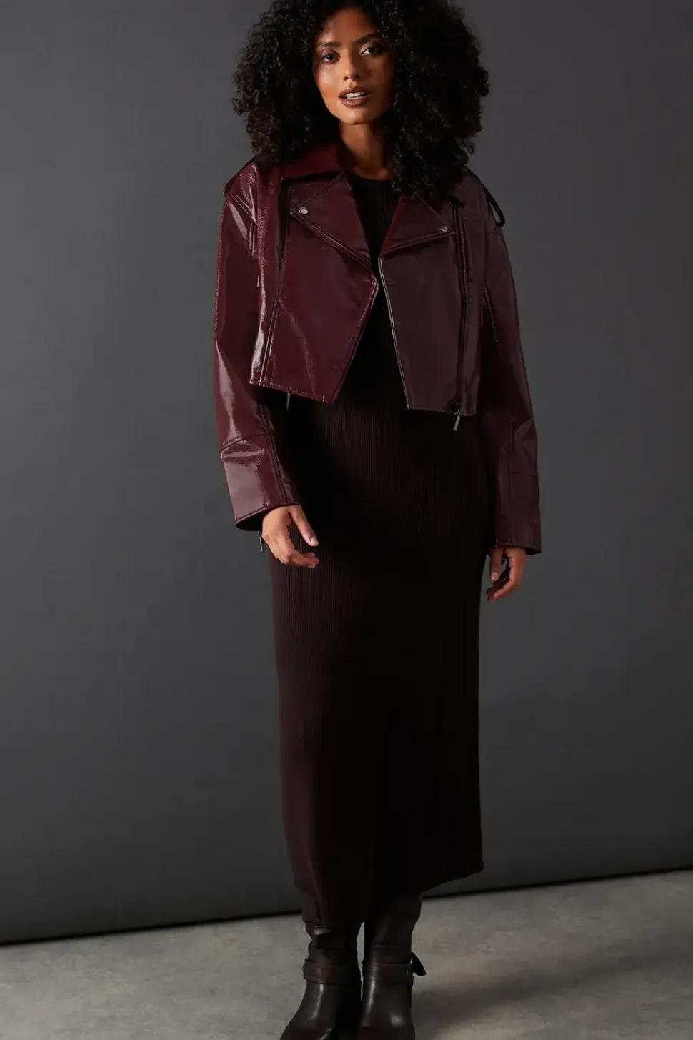 Berry Oversized Biker Jacket