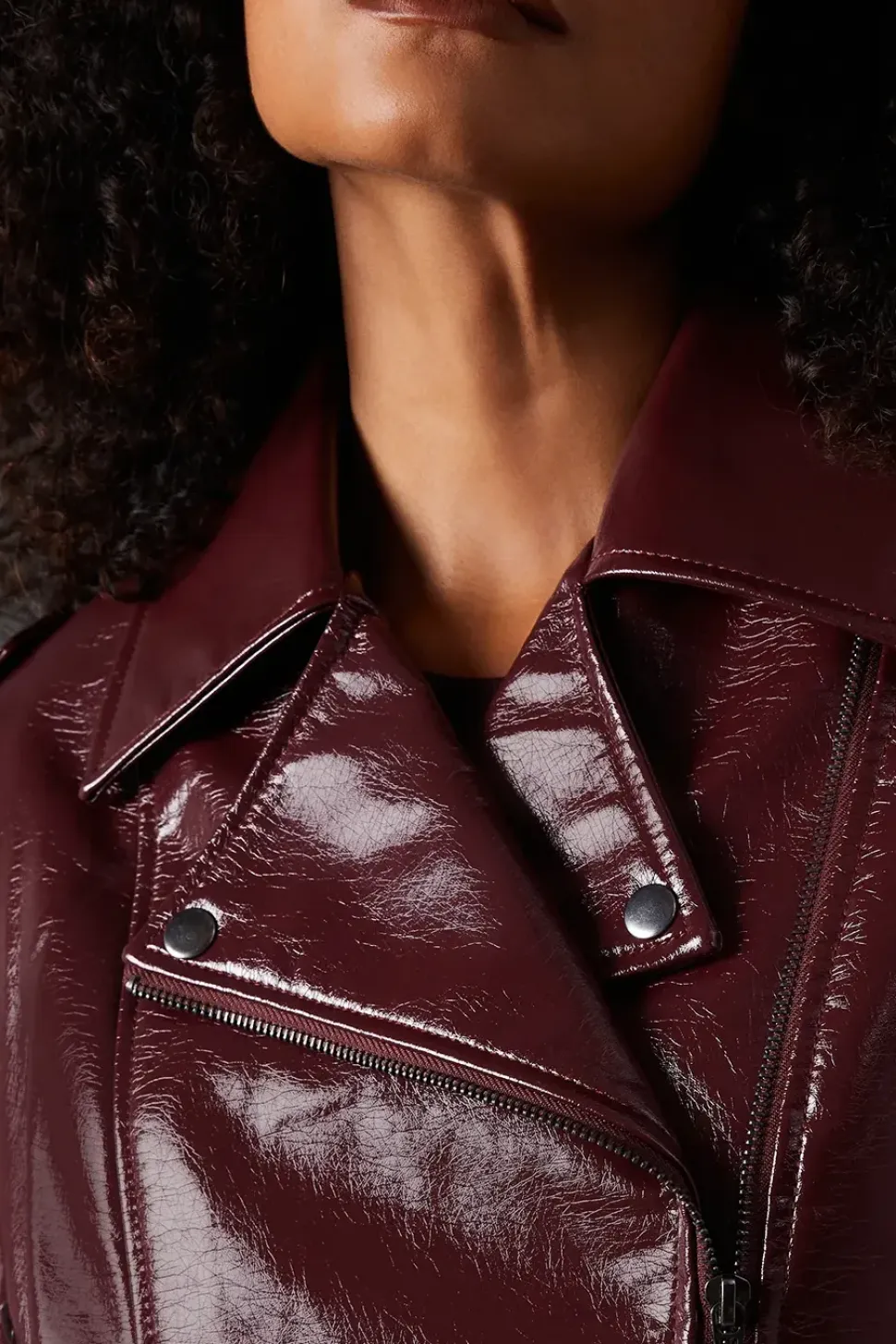 Berry Oversized Biker Jacket