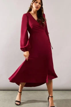 Berry Woven Wrap Dress