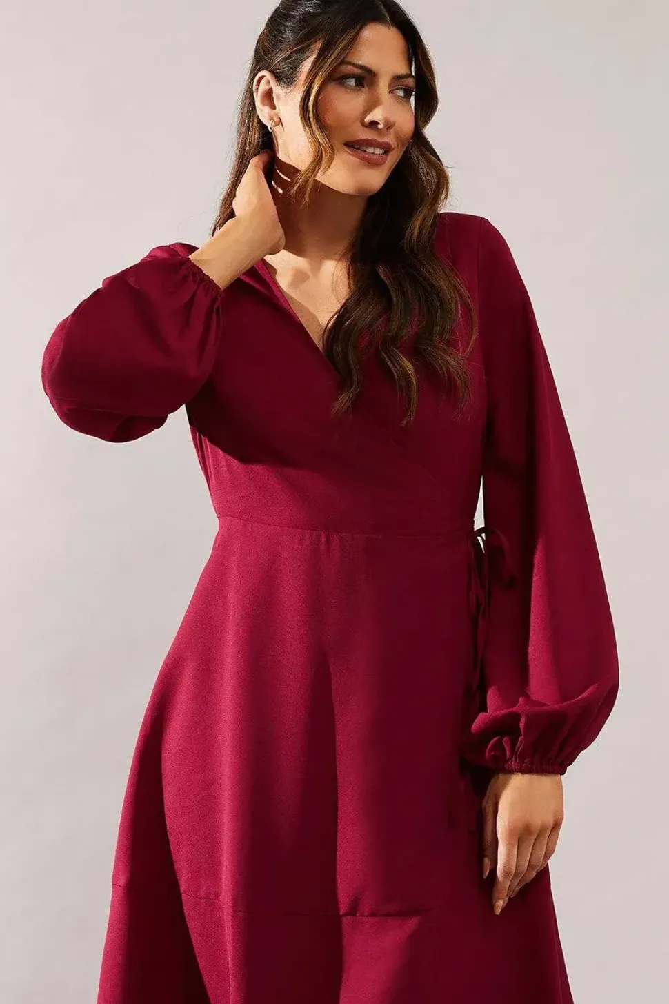 Berry Woven Wrap Dress