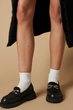 Bess Mixed Material Snaffle Detail Chunky Loafer