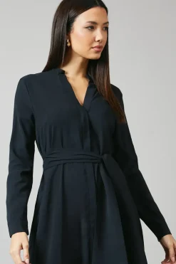 Black Belted Shirt Dress