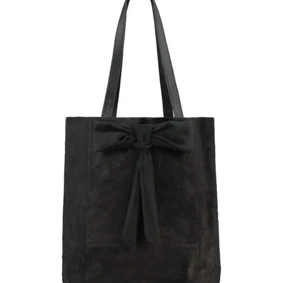 Black Bow Haircalf Leather Tote Bag | BYYEY